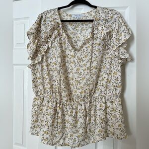 Sweet Rain Floral Short Sleeve Blouse size 3X